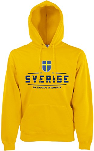 AkyTEX Schweden Sverige Fan-Hoodie EM-2021 Kapuzenpullover Gelb XL von AkyTEX