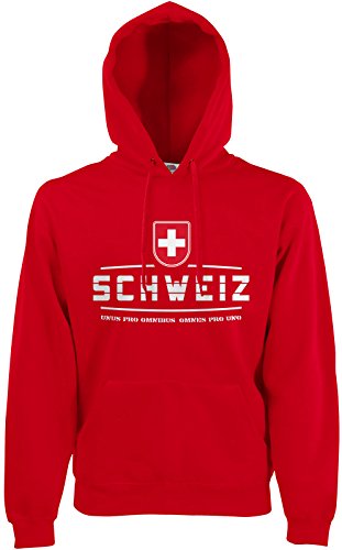 AkyTEX Schweiz Suisse Fan-Hoodie EM-2021 Kapuzenpullover Rot L von AkyTEX