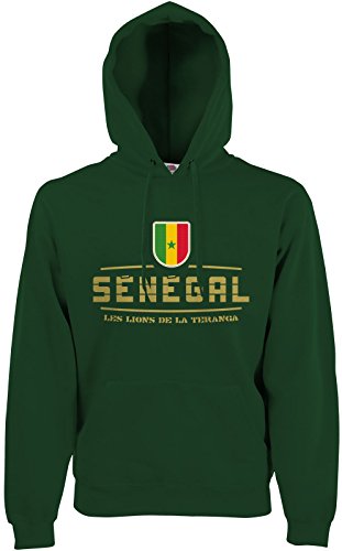 AkyTEX Senegal Sénégal Fan Hoodie Kapuzenpullover WM2018 Flaschengrün XL von AkyTEX