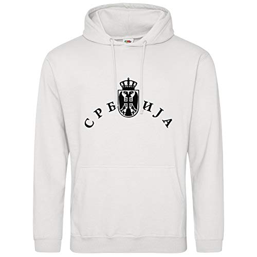 AkyTEX Serbien Hoodie Kapuzenpullover Hoody Wappen Samo sloga Srbina spasava (Weiss, XL) von AkyTEX