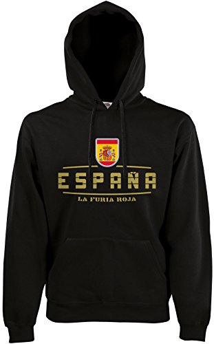 AkyTEX Spanien Espana Fan-Hoodie EM-2021 Kapuzenpullover Schwarz XL von AkyTEX