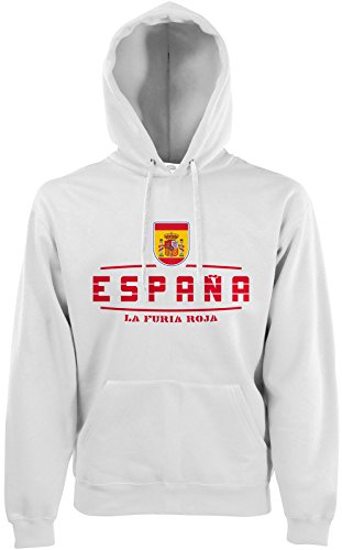 AkyTEX Spanien Espana Fan-Hoodie EM-2021 Kapuzenpullover Weiß L von AkyTEX