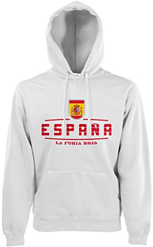 AkyTEX Spanien Espana Fan-Hoodie EM-2021 Kapuzenpullover Weiß XL von AkyTEX