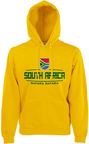 AkyTEX Südafrika South Africa Fan Hoodie Kapuzenpullover WM2018 Gelb XL von AkyTEX