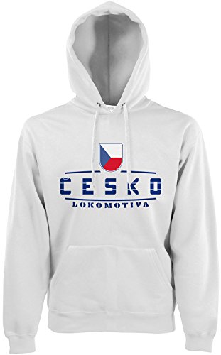 AkyTEX Tschechien Cesko Fan-Hoodie EM-2021 Kapuzenpullover Weiß M von AkyTEX