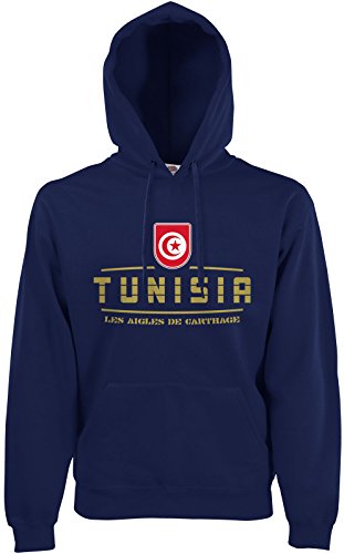 AkyTEX Tunesien Tunisia Fan Hoodie Kapuzenpullover WM2018 Navyblau L von AkyTEX