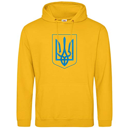 AkyTEX Ukraine Trysub Hoodie Kapuzenpullover Hoody Wappen (Gelb, XL) von AkyTEX