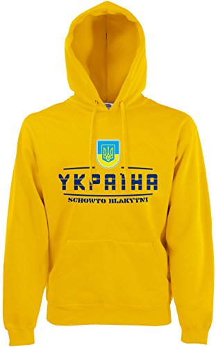 AkyTEX Ukraine Ukrajina Fan-Hoodie EM-2021 Kapuzenpullover Gelb M von AkyTEX