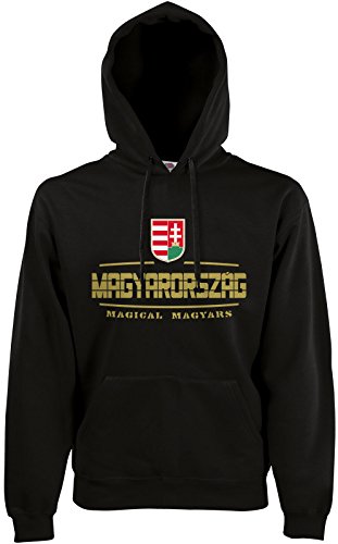 AkyTEX Ungarn Magyarorszag Fan-Hoodie EM-2021 Kapuzenpullover Schwarz XL von AkyTEX