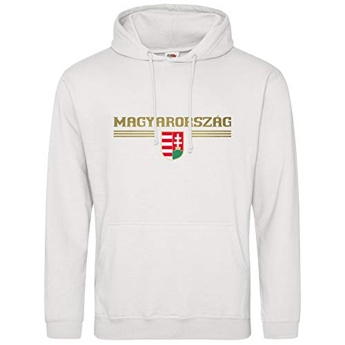 AkyTEX Ungarn Magyarorszag Hoodie Kapuzenpullover Hoody Wappen (Weiss, S) von AkyTEX