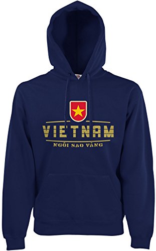 AkyTEX Vietnam Fan Hoodie Kapuzenpullover WM2018 Navyblau XL von AkyTEX