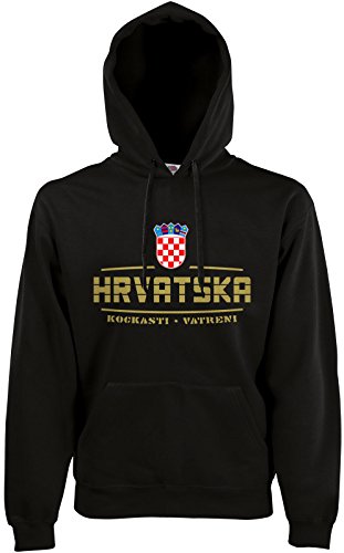 AkyTEX Kroatien Hrvatska Fan-Hoodie EM-2021 Kapuzenpullover Schwarz XL von AkyTEX