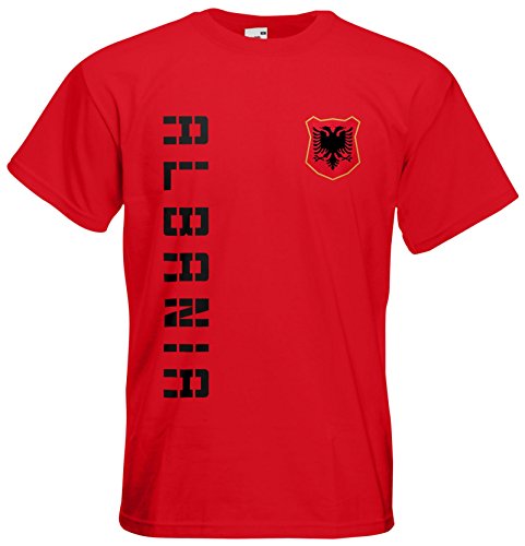 Albanien Shqiperia T-Shirt Name Nr Fanshirt Trikot EM-2021 Rot XXL von AkyTEX