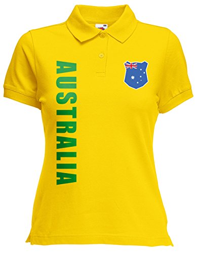 Australien Australia Damen Polo-Shirt Name Nr WM-2022 Trikot Gelb XL von AkyTex