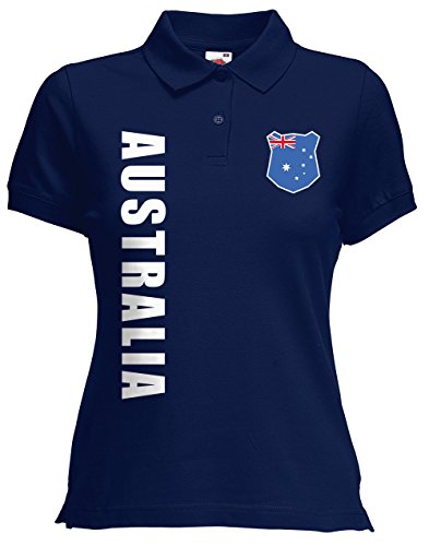 Australien Australia Damen Polo-Shirt Name Nr WM-2022 Trikot Navyblau L von AkyTex