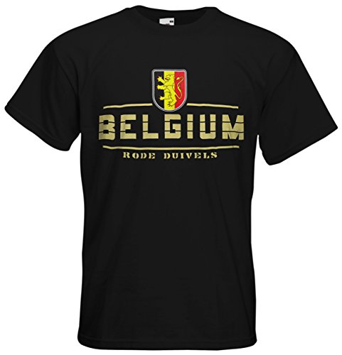 Belgien Belgium T-Shirt Fanshirt Nation EM-2021 Schwarz XL von AkyTEX