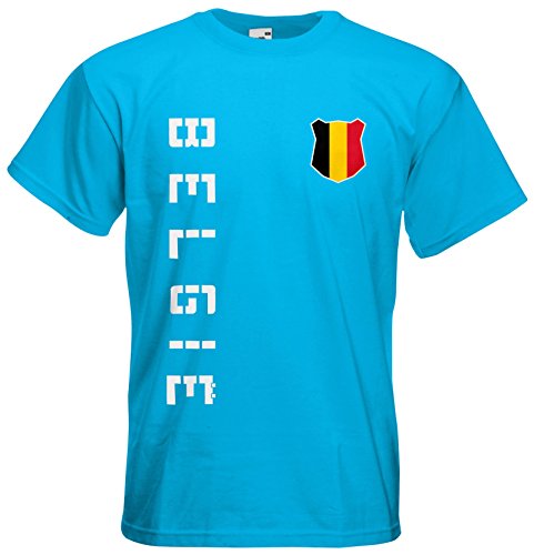 Belgien Belgium T-Shirt Trikot Basic EM-2021 Azurblau XL von AkyTEX