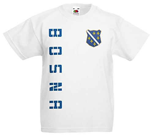 Bosnien Bosna Kinder-Shirt Name Nummer Trikot EM-2021 Weiß 140 von AkyTEX
