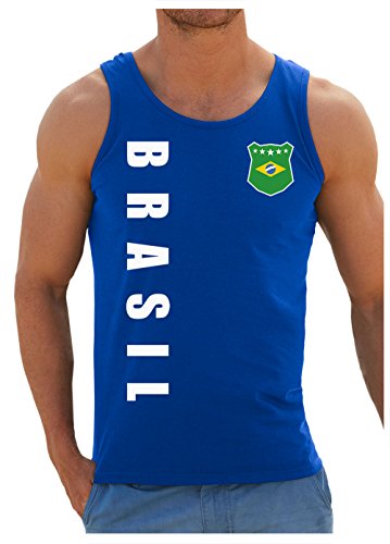 Brasilien Brasil Tank-Top Name Nummer WM-2022 Shirt Trikot Royalblau XL von AkyTex