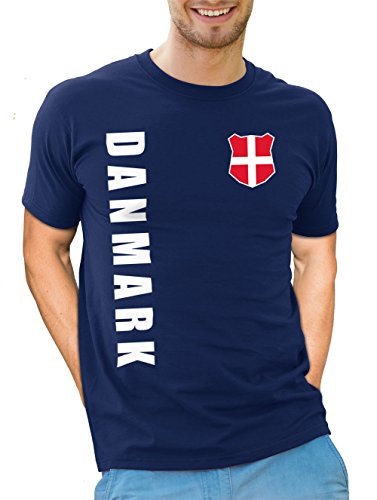 Dänemark Danmark T-Shirt Wunschname Nummer EM-2021 Trikot Navyblau XXL von AkyTex