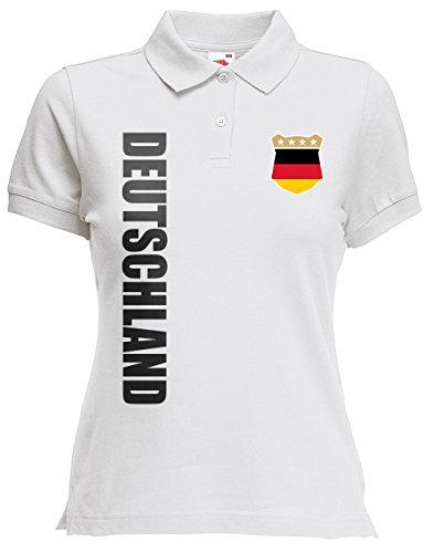 Deutschland Germany Damen Polo-Shirt Name Nr EM-2021 Trikot Weiß XS von AkyTEX