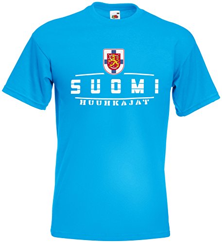 Finnland Suomi EM T-Shirt 2021 Fanshirt Azurblau L von AkyTEX