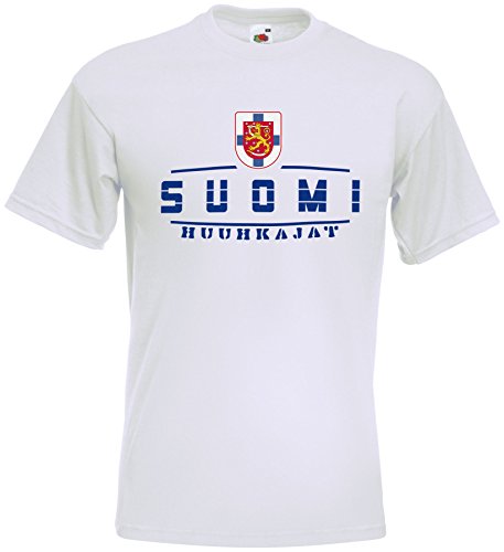 Finnland Suomi EM T-Shirt 2021 Fanshirt Weiß M von AkyTEX