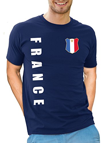 Frankreich France T-Shirt Wunschname Nummer EM-2021 Trikot Navyblau M von AkyTex