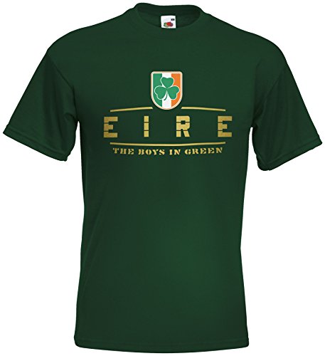Irland Eire EM T-Shirt 2021 Fanshirt Flaschengrün M von AkyTEX