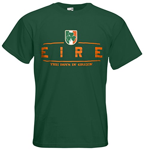 Irland Eire T-Shirt Fanshirt Nation EM-2021 Flaschengrün XXL von AkyTEX