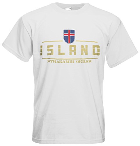 Island T-Shirt Fanshirt Nation EM-2021 Weiß L von AkyTEX