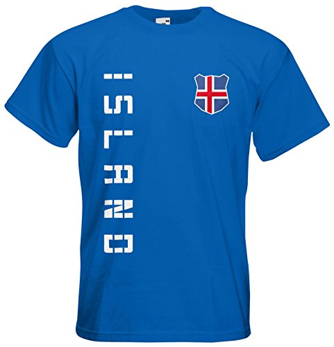 Island T-Shirt Trikot Basic EM-2021 Royalblau XXL von AkyTEX