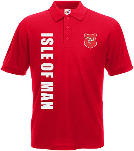 Isle of Man EM-2020 Polo-Shirt Wunschname Wunschnummer Rot XL von AkyTEX