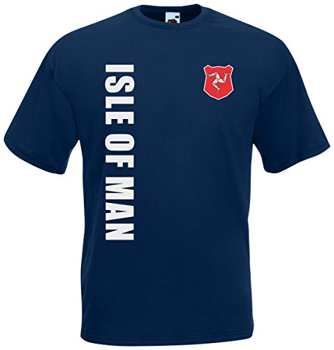 Isle of Man EM-2020 T-Shirt Fanshirt Wunschname Nummer Navyblau M von AkyTEX