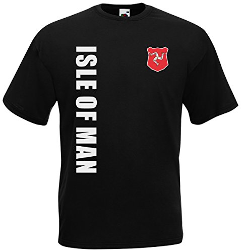 Isle of Man EM-2020 T-Shirt Fanshirt Wunschname Nummer Schwarz XL von AkyTex