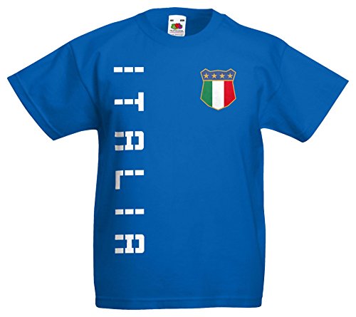 Italien Italia Kinder-Shirt Name Nummer Trikot EM-2021 Royalblau 164 von AkyTEX