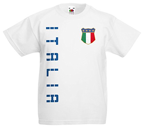 Italien Italia Kinder-Shirt Name Nummer Trikot EM-2021 Weiß 128 von AkyTEX