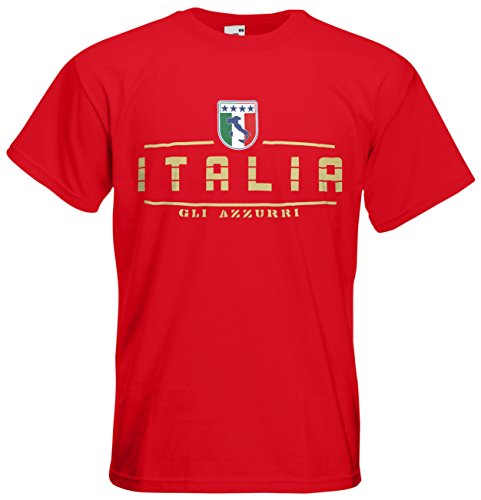 Italien Italia T-Shirt Fanshirt Nation EM-2021 Rot L von AkyTEX