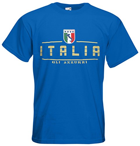 Italien Italia T-Shirt Fanshirt Nation EM-2021 Royalblau S von AkyTEX