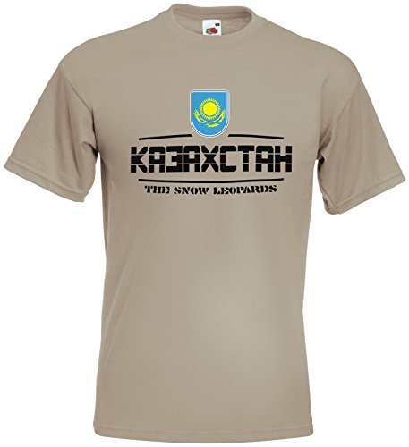 Kasachstan Ka3axctah EM T-Shirt 2021 Fanshirt Khaki L von AkyTEX