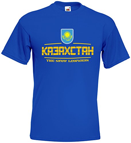 Kasachstan Ka3axctah EM T-Shirt 2021 Fanshirt Royalblau XL von AkyTEX