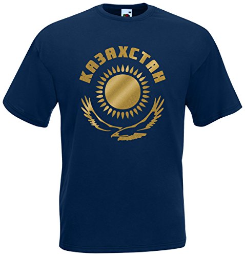 Kasachstan Ka3axctah T-Shirt Fanshirt Trikot EM-2021 Navyblau M von AkyTEX