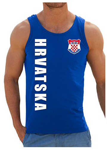 Kroatien Hrvatska Tank-Top Name Nummer EM-2021 Shirt Trikot Royalblau XL von AkyTex