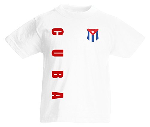 Kuba Cuba WM-2022 Kinder T-Shirt Wunschname Nummer Weiß 128 von AkyTex
