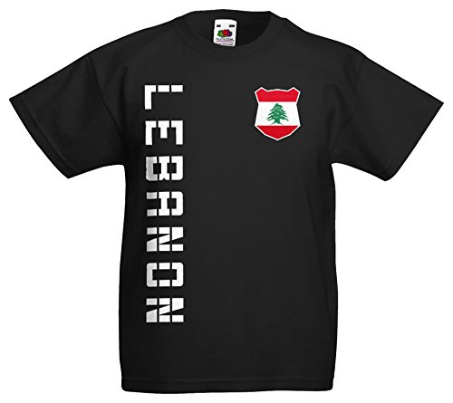 Libanon Lebanon Kinder EM 2016 T-Shirt Trikot Name Nummer (Schwarz, 152) von AkyTEX