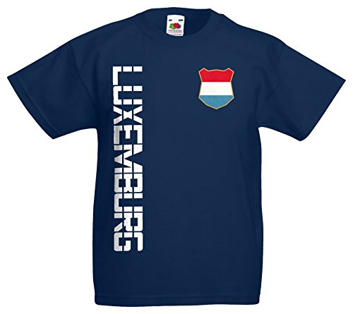 Luxemburg Kinder-Shirt Name Nummer Trikot EM-2021 Navyblau 152 von AkyTEX