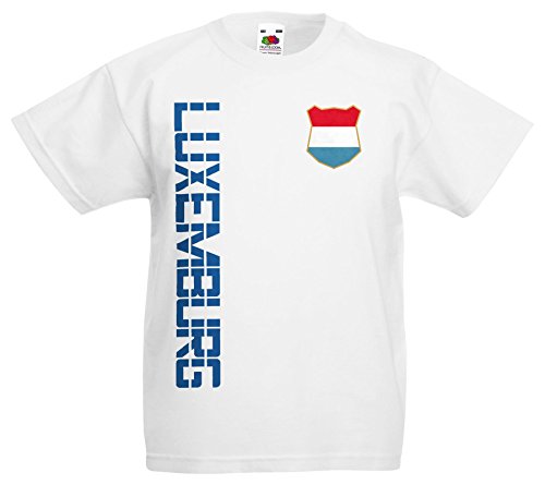 Luxemburg Kinder-Shirt Name Nummer Trikot EM-2021 Weiß 128 von AkyTEX