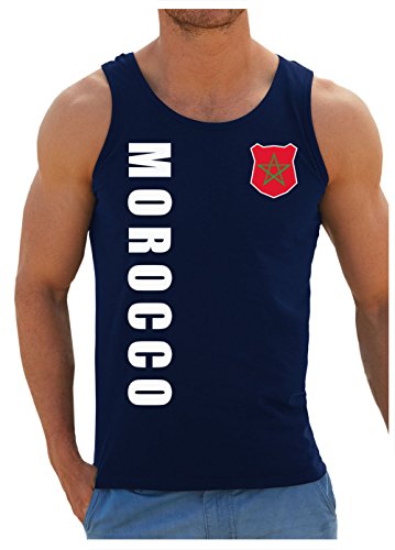 Marokko Morocco Tank-Top Name Nummer WM-2022 Shirt Trikot Navyblau M von AkyTEX