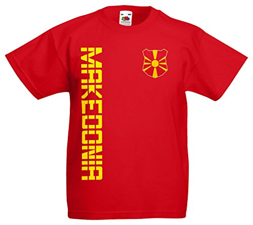 Mazedonien Makedonija Kinder-Shirt Name Nr Trikot EM-2021 Rot 152 von AkyTEX