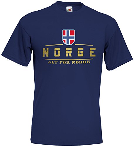 Norwegen Norge EM T-Shirt 2021 Fanshirt Navyblau XXL von AkyTEX